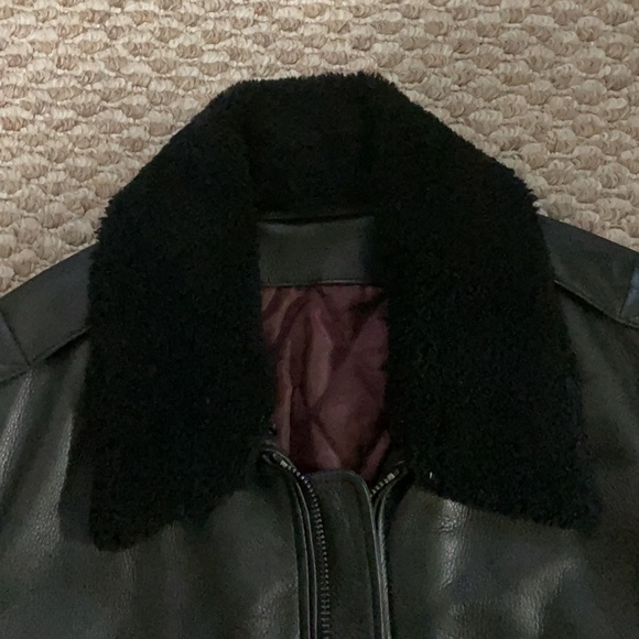 BLK DNM Leather bomber jacket w/ shearling collar - Picture 5 of 6